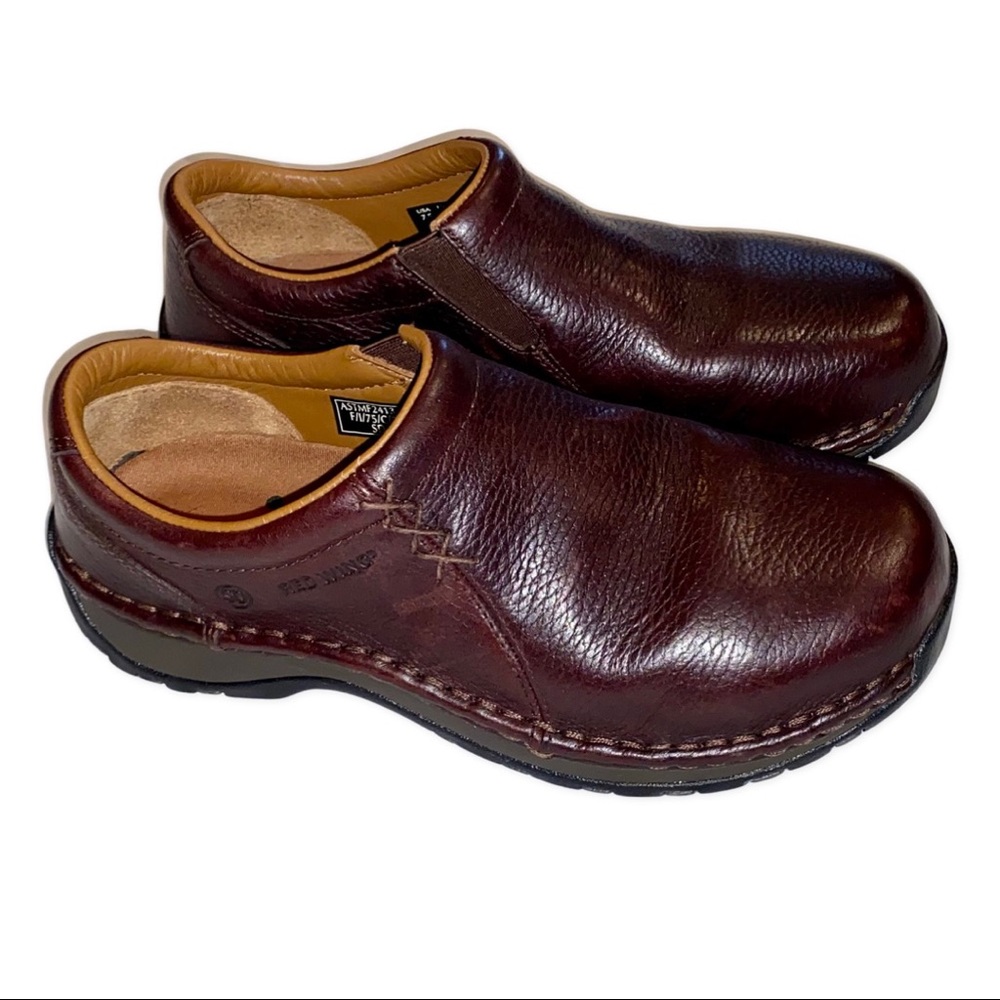 Red Wing Womens Leather Clog Work Shoes Brown Oil & Slip Resistant Slip On 7.5